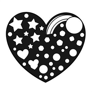 Kolorowanka: duże serce z prostymi wzorami