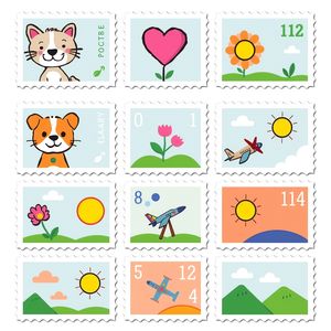 Arkusz znaczków do wycięcia (różne wzory)