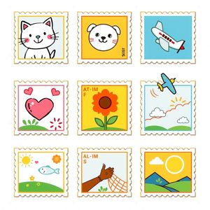 Arkusz znaczków do wycięcia (różne wzory)