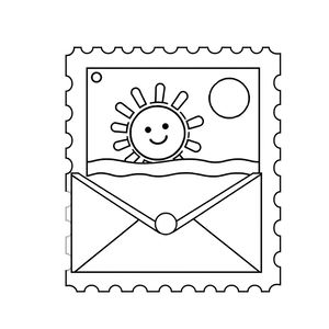 Strona kolorowanki: Duży znaczek i koperta