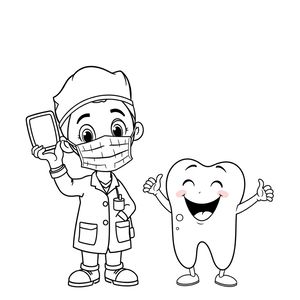 Kolorowanka: Dentysta i dziecko