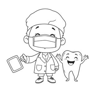 Kolorowanka: Dentysta i dziecko