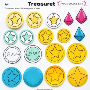 Papierowe skarbki — monety i kamienie (szablon)