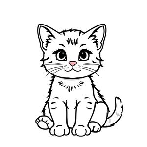 Kolorowanka: siedzący kotek