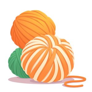 Kłębek włóczki i pompony — ilustracje rekwizytów