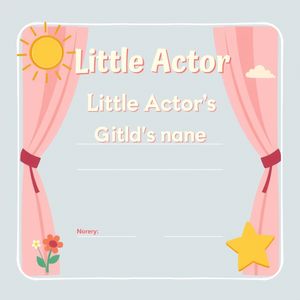 Dyplom uczestnictwa — Mały Aktor