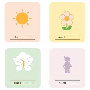 Karteczki z rolami — Słońce, Wiatr, Kwiat, Motylek, Chmurka, Dziecko