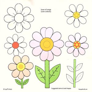 Kartonowe kwiaty na patyczkach — szablony do wycięcia
