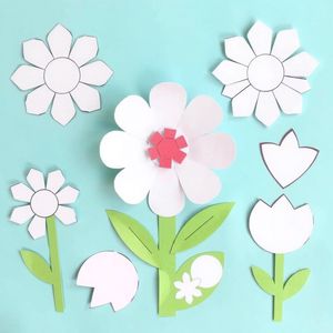 Kartonowe kwiaty na patyczkach — szablony do wycięcia