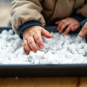 Zbliżenie dłoni dotykających śnieg