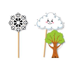 Ilustracja kukiełek na patyczkach — wzór do wykonania