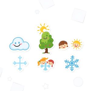 Karty ról — ikony do naklejek (Chmura, Wiatr, Drzewo, Śnieżynka, Chór)