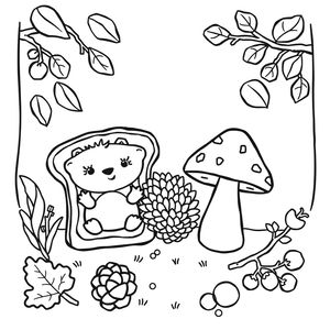 Kolorowanka — leśne kanapeczki i elementy lasu