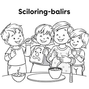 Kolorowanka: Dzieci przygotowują przekąski