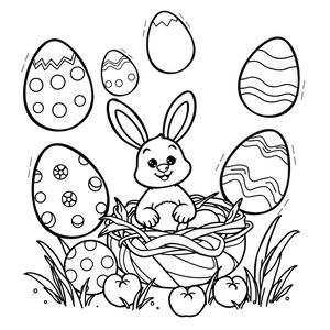 Kolorowanka — jajka i zajączek