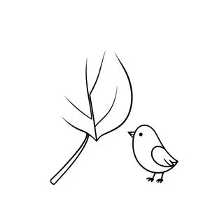 Kolorowanka — Liść i ptaszek