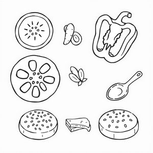 Kolorowanka: składniki pizzy