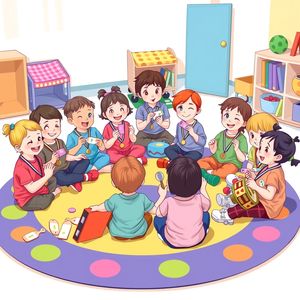 Klatka podsumowująca: dzieci z medalami i instrumentami rytmicznymi