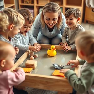 Scena zabawy sensorycznej: eksperyment pływalności