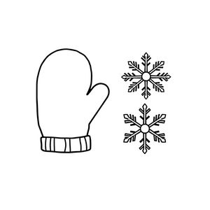Szablony: rękawiczka i śnieżynka (kontury)