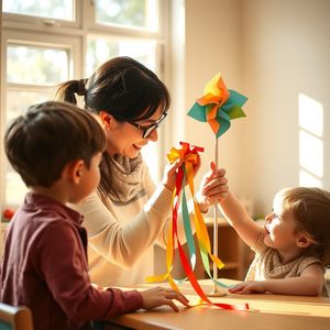Zdjęcie instruktażowe — nauczyciel pokazuje dmuchanie