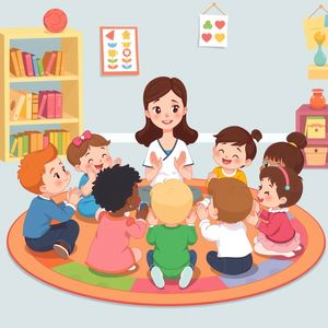 Krąg dzieci — ilustracja zabawy w kole