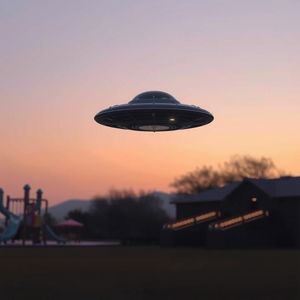 Tło wizualizacji — Spokojna podróż UFO nad placem zabaw