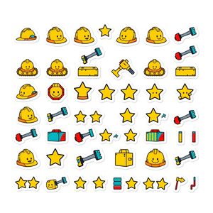 Naklejki nagrody — arkusz z motywami budowlanymi