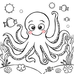 Kolorowanka: wesoła ośmiornica