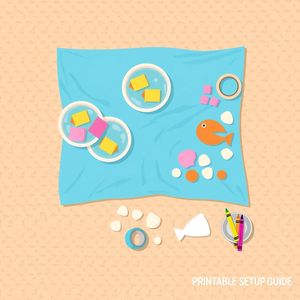 Ilustracja: stacja sensoryczna 'Dotknij morza' (widok z góry)