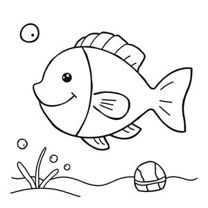 Kolorowanka: prosta rybka z falami
