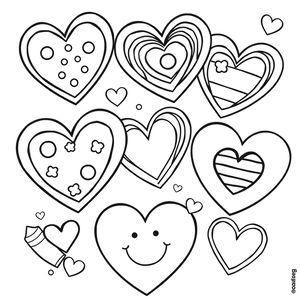 Strona do kolorowania — Proste serduszka