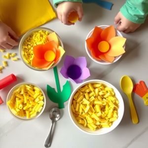 Stacja z papierowymi kwiatami i „nektarem”