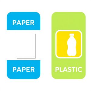 Etykiety na pudełka: Papier i Plastik (dwustronne A4)