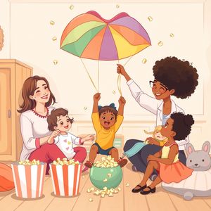 Ilustracja: Zabawa z chustą