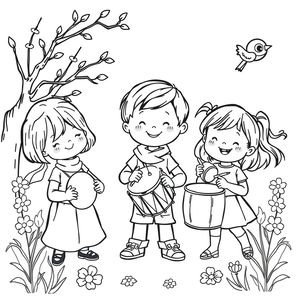 Kolorowanka — Wiosna z instrumentami