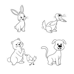 Kolorowanka: proste zwierzątka do ruchu