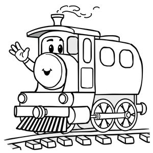 Kolorowanka: Pociąg z maszynistą (prosta, duże pola)