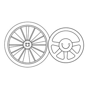 Kolorowanka: Koło i kierownica