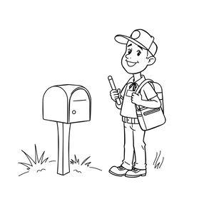 Kolorowanka: Listonosz i skrzynka