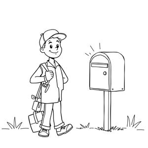 Kolorowanka: Listonosz i skrzynka