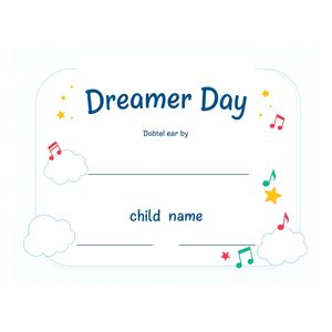 Szablon dyplomu 'Dzień Marzyciela' dla dzieci