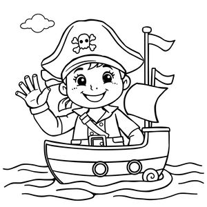 Kolorowanka: wesoły pirat i statek