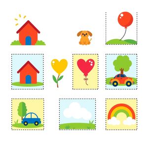 Arkusz dużych papierowych znaczków do wycięcia