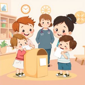 Ilustracja zabawy: dzieci doręczają listy