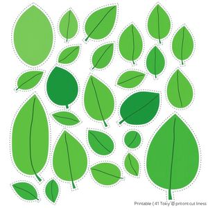Arkusz liści do wycinania (różne rozmiary i odcienie)