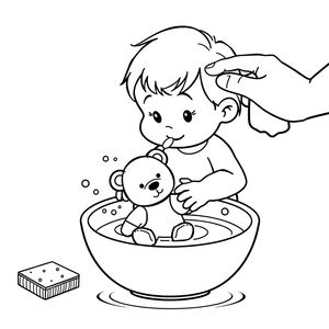 Kolorowanka: Mycie zabawki