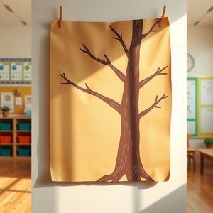 Tło: pień i gałęzie na papierze kraftowym