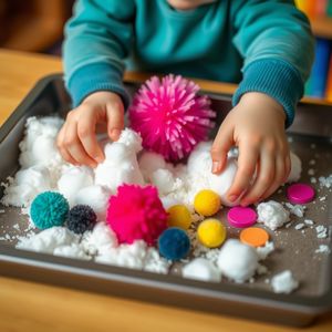 Zdjęcie tacki sensorycznej — dłonie dziecka