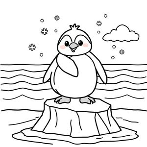 Kolorowanka — Pingwin na lodzie